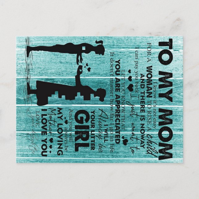 Lovely Quotes To My Mum | Gift For Mother Announcement Postcard (Front)