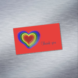 lovely rainbow heart magnetic business card