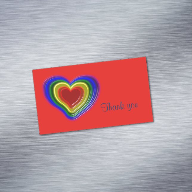 lovely rainbow heart magnetic business card (In Situ)