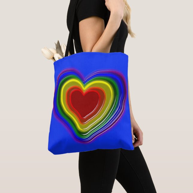 lovely rainbow heart tote bag (Close Up)