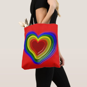 lovely rainbow heart tote bag