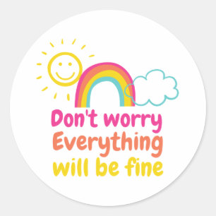 Lovely Rainbow, Sun and Cloud   Classic Round Sticker