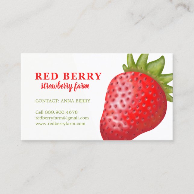 Lovely Realistic Fresh Strawberry Farm Graphic Calling Card (Front)