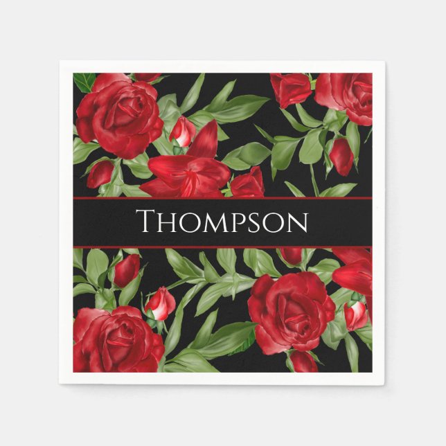 Lovely Red and Black with Red Trim Custom  Napkin (Front)