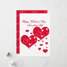 Lovely Red and White Hearts Love of My Life  