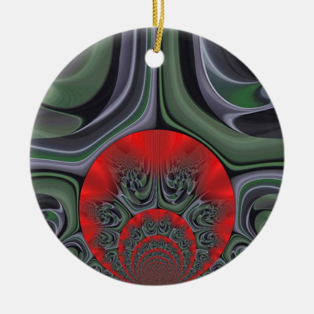 Lovely Red Aurora Art Print Ceramic Tree Decoration (Front)