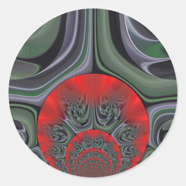 Lovely Red Aurora Art Print Classic Round Sticker (Front)