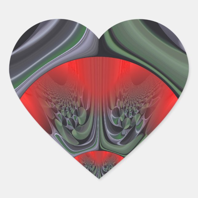 Lovely Red Aurora Art Print Heart Sticker (Front)