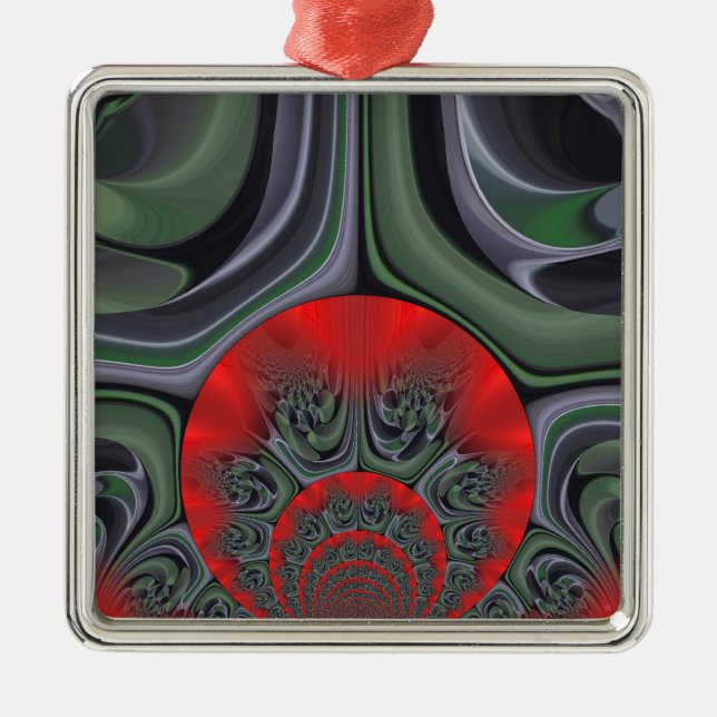 Lovely Red Aurora Art Print Metal Tree Decoration (Front)