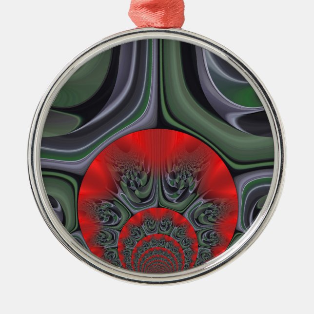 Lovely Red Aurora Art Print Metal Tree Decoration (Front)