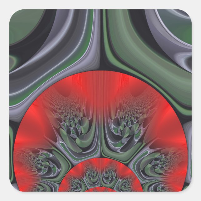 Lovely Red Aurora Art Print Square Sticker (Front)