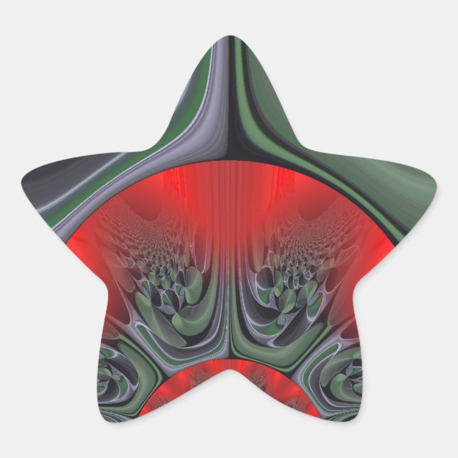 Lovely Red Aurora Art Print Star Sticker (Front)