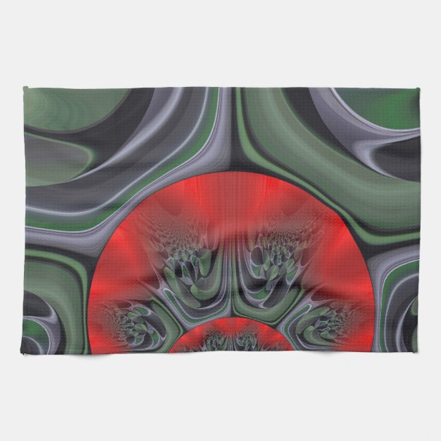 Lovely Red Aurora Art Print Tea Towel (Horizontal)