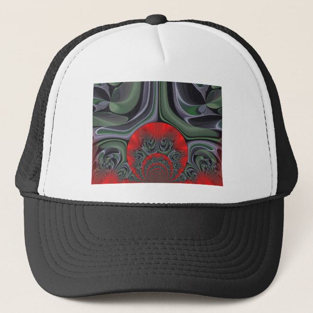 Lovely Red Aurora Art Print Trucker Hat (Front)