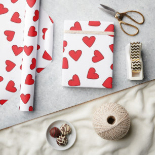 Lovely Red Heart Glossy Wrapping Paper - Add a tou