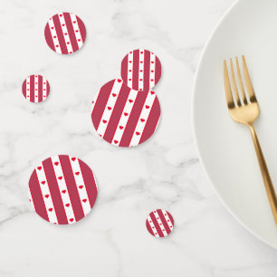 Lovely Red Hearts Valentines Day White Lines Love Confetti