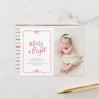 Lovely red holiday birth announcement postcard