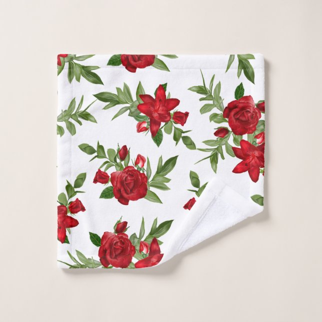 Lovely Red Print Wash Cloth (Wash Cloth)