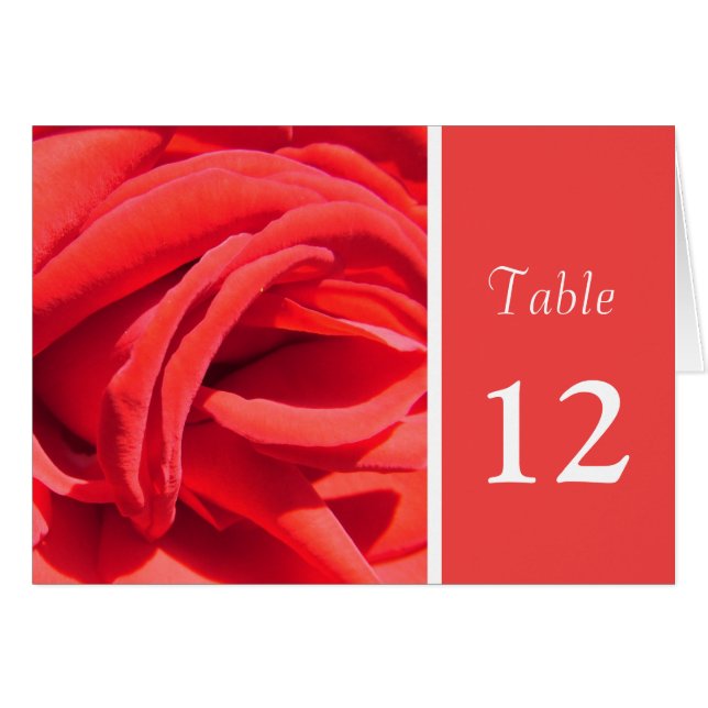 lovely red rose flower dinner table number (Front Horizontal)