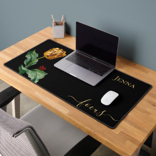 Lovely Red & Yellow Tulip, Butterfly, Personalised Desk Mat