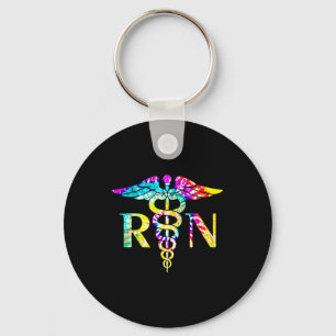 Lovely RN Registered Nurse Tie Dye Key Ring