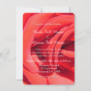 Lovely romantic red rose flower  wedding invitation