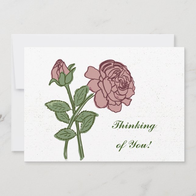 Lovely Rose Floral Pattern Thinking of You!  Invitation (Front)