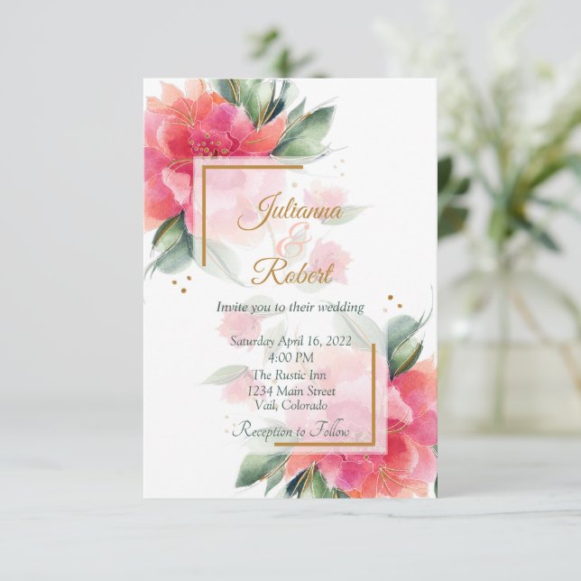Lovely Rose garden budget wedding Invitation (Standing Front)