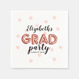 Lovely Rose Gold Balloon Letters Grad Party Napkin