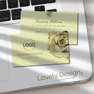 Lovely Rose Plain Pastel Beige with Logo Simple Business Card
