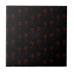 Lovely Rose Red Contour Flowers Lovers Gardener Tile