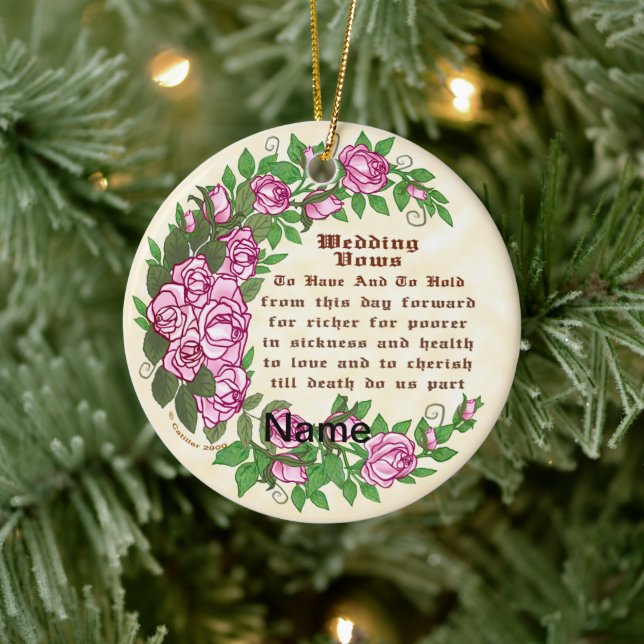 Lovely Roses custom Wedding Vows Ornament (Tree)