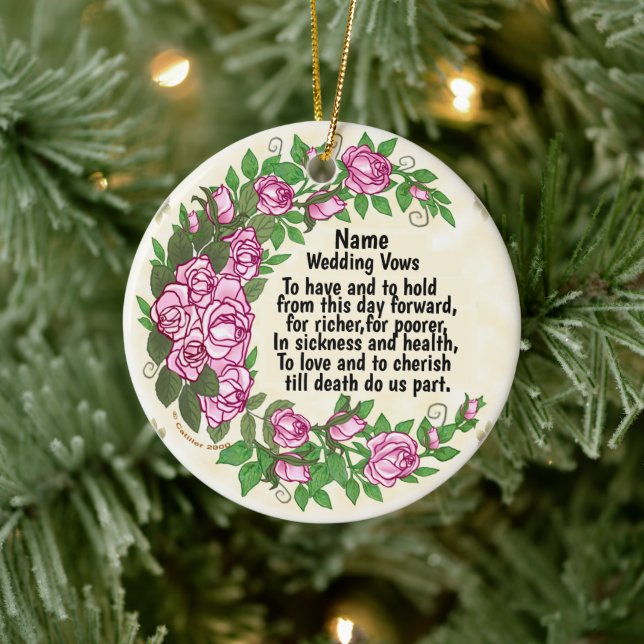 Lovely Roses custom Wedding Vows ornament (Tree)