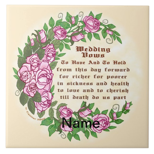 Lovely Roses custom Wedding Vows Tile (Front)
