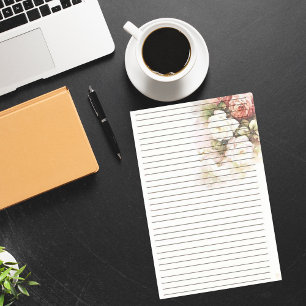 Lovely Roses Lined Stationery Paper