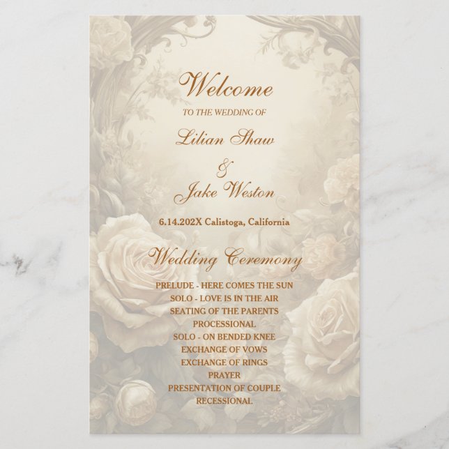 Lovely Rose's Wedding Program (Front)