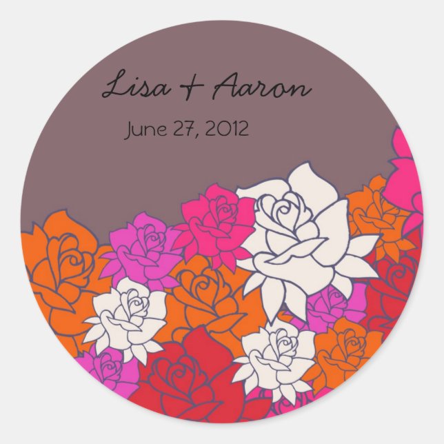 Lovely Roses Wedding sticker-5 Classic Round Sticker (Front)