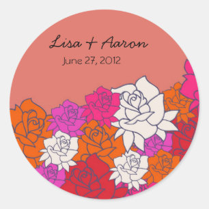 Lovely Roses Wedding sticker-6 Classic Round Sticker