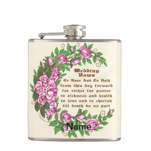 Lovely Roses Wedding Vows Hip Flask