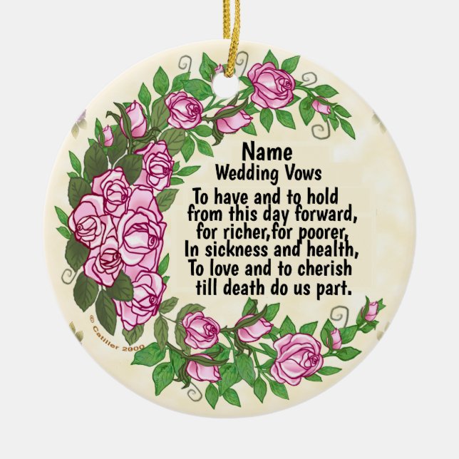 Lovely Roses Wedding Vows ornament (Front)