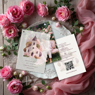 Lovely Rustic Pink Shades Church Wedding  Invitation