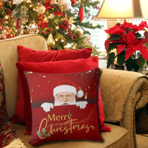 Lovely Santa Claus Merry Christmas Red Cushion