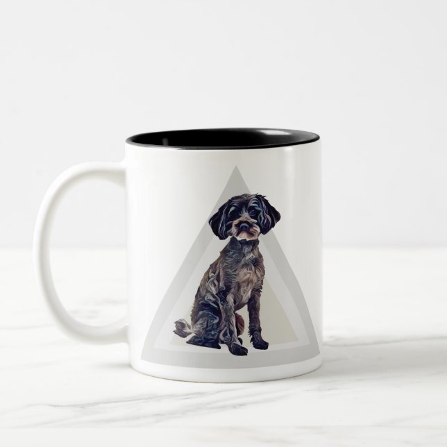 Lovely Schnoodle Dog Two-Tone Coffee Mug (Left)