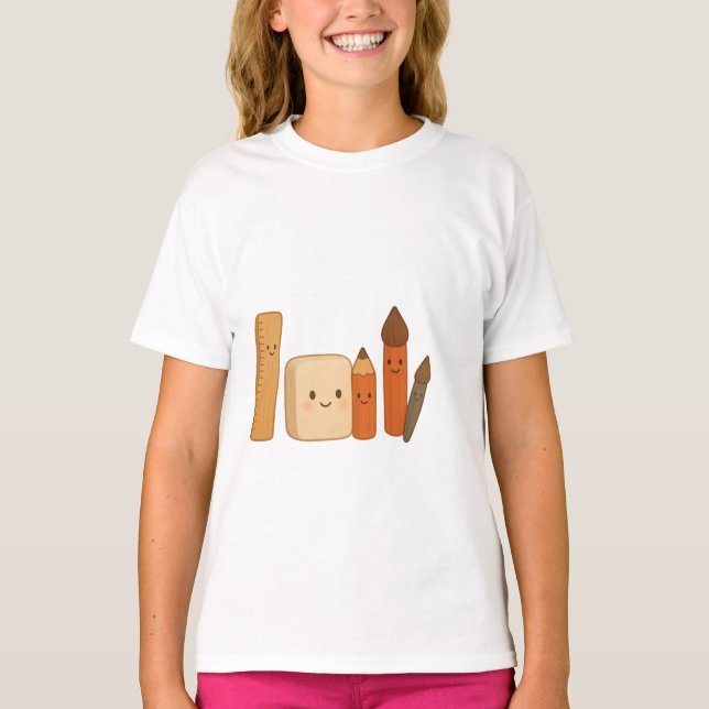 Lovely School Tools – Cute Transparent T-Shirt (Front)