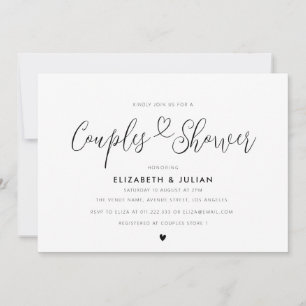 Lovely script black and white couples shower invitation