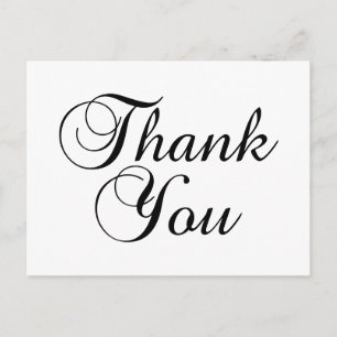 Lovely Script Black and White Thank You Postcard