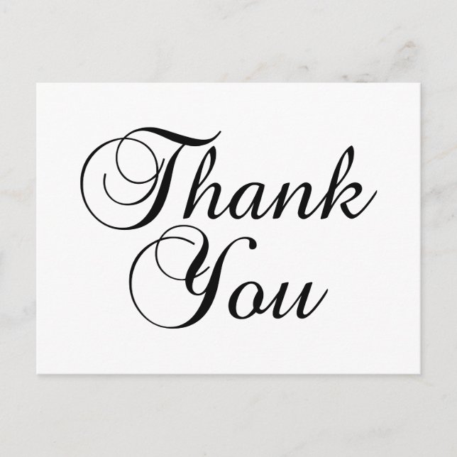 Lovely Script Black and White Thank You Postcard (Front)