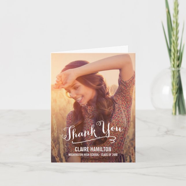 Lovely Script Graduation Thank You Card (Front)
