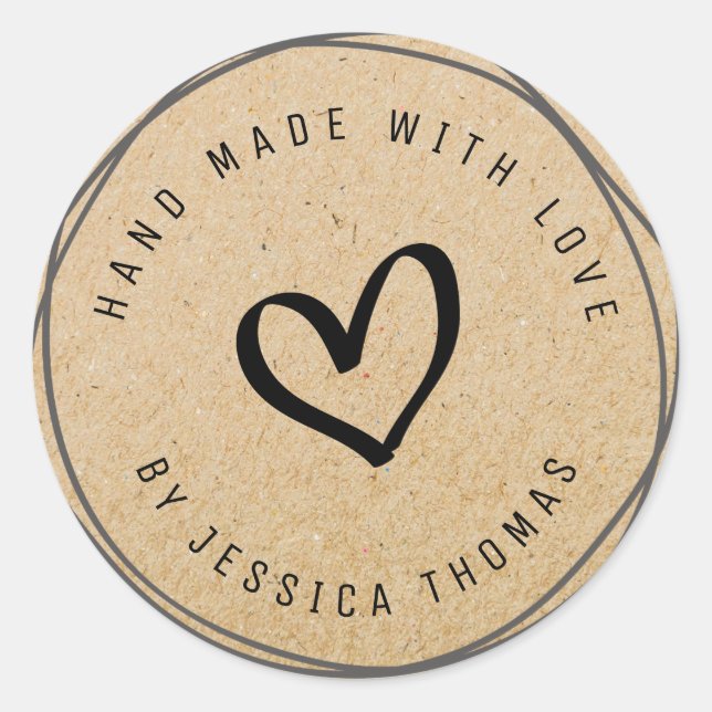 lovely script Handmade kraft business Sticker (Front)
