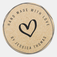 lovely script Handmade kraft business Sticker